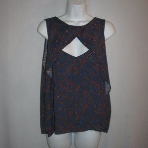 Free People Blue and Orange Cutout Tank Top